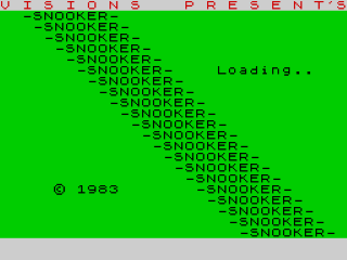 Snooker, 3D title screen for ZX Spectrum